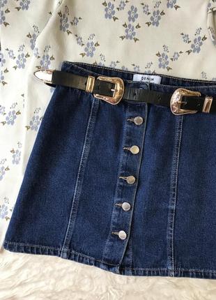 Джинсовая юбка-трапеция с пуговицами 💙🌿 miss selfridge2 фото