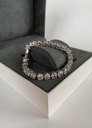 Роскошный браслет с цирконием, посеребрение