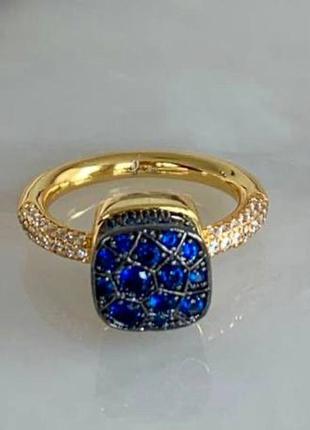 Помеллато кольцо позолота с крупным квадратным камнем5 фото
