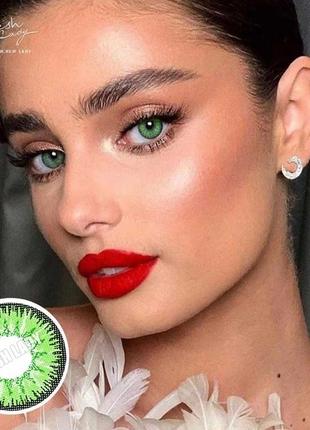 Линзы цветные для глаз (есть опт) зеленые green new. подходят для светлых глаз