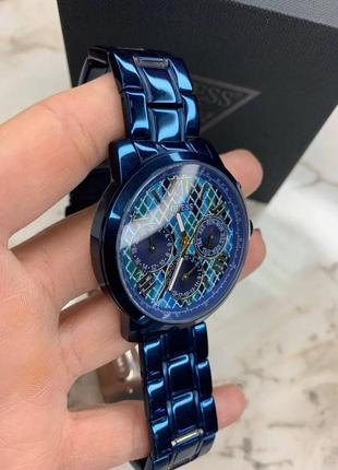 Брендовые стильные женские наручные часы с синим металлическим ремешком, люкс качество!