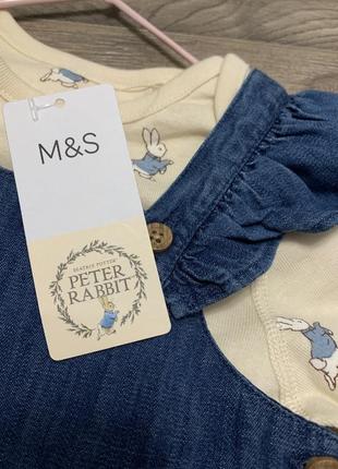 Костюм marks&spencer джинсовий сарафан та боді на вік 12-18 міс.6 фото