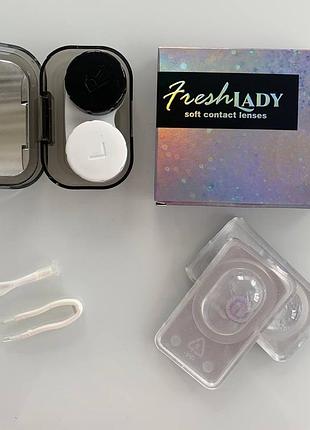 Лінзи для очей кольорові сірі/бузкові. перекривають темні очі. у комплекті набір для зберігання