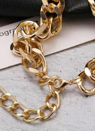 Ожерелье-чокер золотистого цвета, минималистичная цепочка, крупная цепь, новая, на подарок3 фото