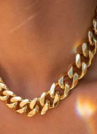 Намисто-чокер золотистого кольору, мінімалістичний ланцюжок, великий ланцюг, новий, на подарунок