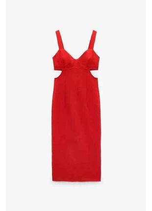Плаття міді червоне zara 2