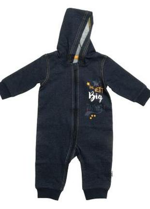 Kuutta чоловічок ромпер з капюшоном комбінезон синій джинсовий хлопчику дівчинці 3-6м 62-68см