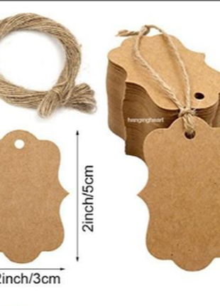Бірки подарувальні, фігурні,  (джутовий шпагат) 100шт/уп наш магазин smile-room.com.ua