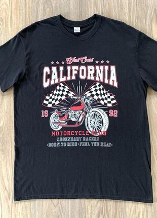 Мужская хлопковая футболка с принтом мотоцикла west coast california2 фото