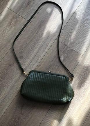 Шкіряна сумка-клатч vintage, зелена сумка suzy smith