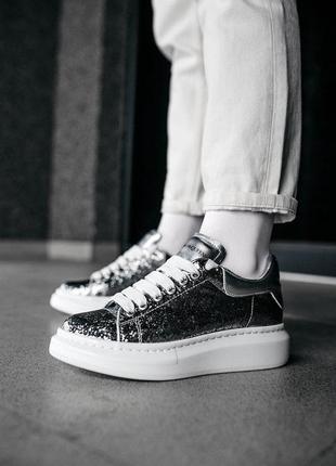 Жіночі кросівки alexander mcqueen low leather trimmed glitter / smb2 фото