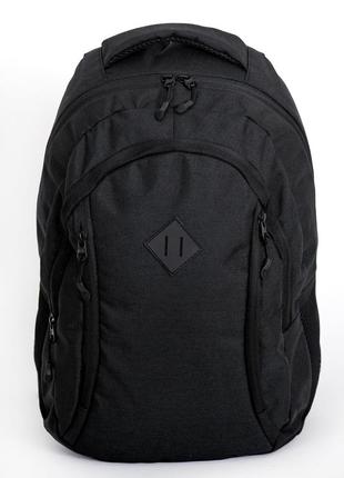 Среднего размера вместительный подростковый черный рюкзак из прочной ткани водонепроницаемый  031087