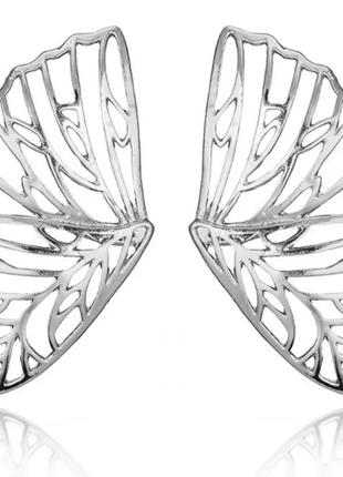 Стильні сережки біжутерія жіночі сріблясті "крила" gf78
