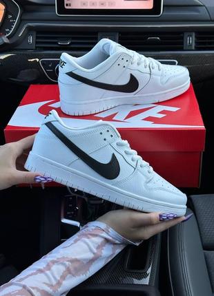 Жіночі кросівки nike sb dunk low retro all white black7 фото