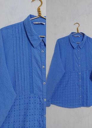 Котоновая рубашка прямого кроя  с прошвой tu