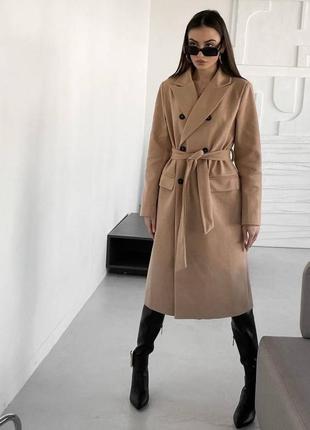 Ідеальне двухбортне пальто з поясом 💔 на підкладці