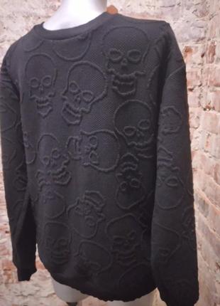 Свитош лонгслив свитер черный с черепами m-l2 фото