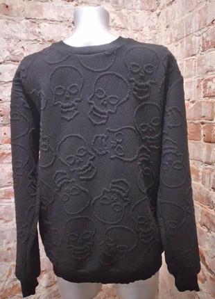 Свитош лонгслив свитер черный с черепами m-l3 фото