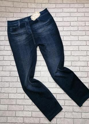 Безшовні сині лосіни під джинс великого розміру2 фото