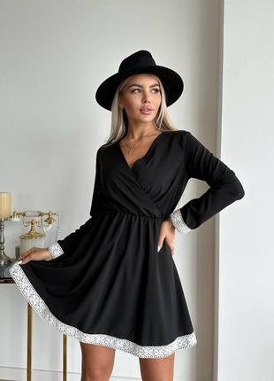 Класне платтячко чорне 🖤 з білим мереживом