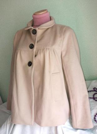 Елегантне бежеве півпальто з стриженої вовни і ангори,44-48разм,zara,марокко