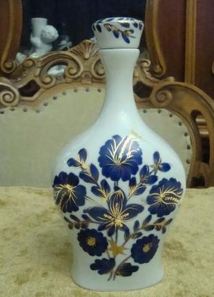 Графин штоф роспись кобальт позолота фарфор ссср полонне