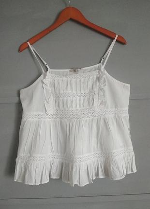 Лёгкая ажурная маечка.  коттоновая блуза.  белая майка. кружевная майка. топ