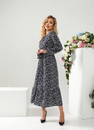 Платье стильное принт цветы