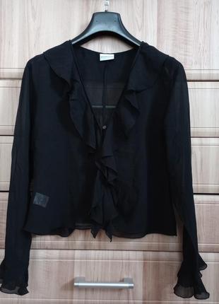 Шелковая черная блузка warehouse, l/xl