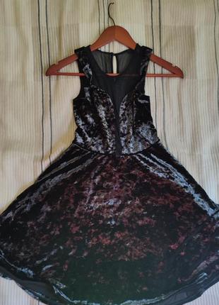 Нарядное  коктельное вечернее чёрное платье  гетсбі чікаго бархатное велюр мини миди.2 фото