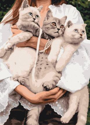 Картина за номерами 40х50 на дерев'яному підрамнику "улюблені муркотики" bs52508