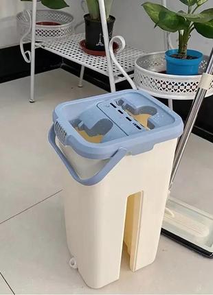 Швабра-лентяйка 5л hand free cleaning mop 2 в 1 с автоматическим отжимом для уборки бежевый2 фото