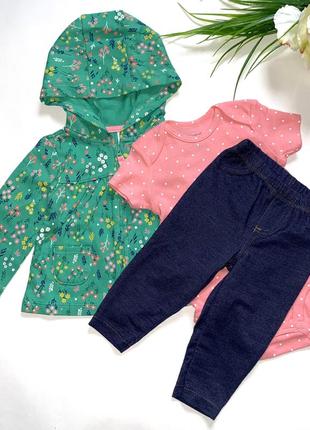 Невероятно красивый нежный костюмчик на весну-лето кофта на замочке с капюшоном 100% коттон