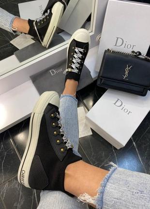 Високі кеди в стилі dior чорні жіночі