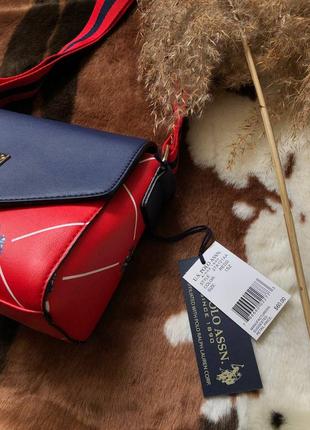 Оригинальная сумка красно-синяя u.s. polo assn❤️ новая яркая кросс-боди4 фото