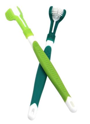 Потрійна зубна щітка для собак та котів m12303 фото