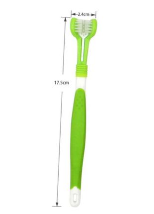 Потрійна зубна щітка для собак та котів m12305 фото