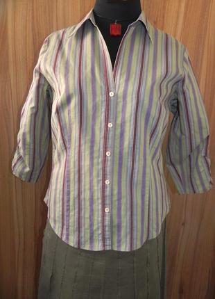 Класна блуза в смужку з рукавом три чверті 52 розміру otto kern7 фото