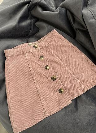 Розовая вельветовая юбка-мини denim co