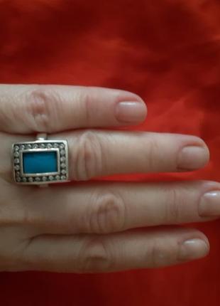 Колецо кольцо кольца серебро бирюза фианиты1 фото