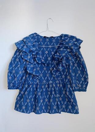 Шикарная коттоновая блуза с рюшами zara2 фото
