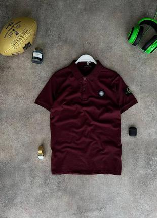 Футболка поло stone island bordo