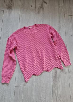 Вязаный свитер, розовый3 фото