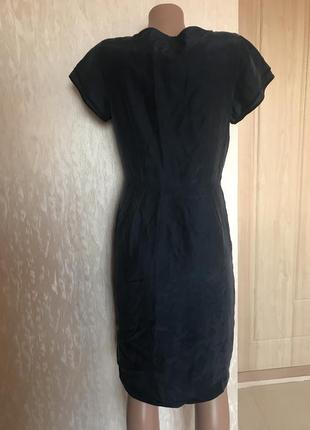 Платье из шелка темно-синего цвета6 фото