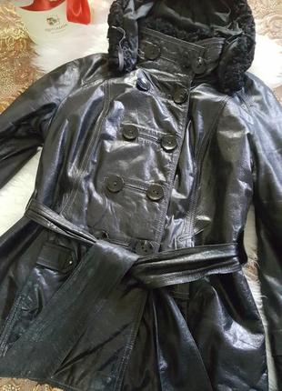 На меху- кожаная шуба/куртка "barandi" из натур кожи/натур меха р40-421 фото