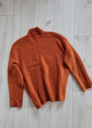 Вязаный свитер, кофта, коричневая