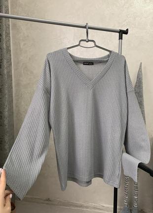 Сіра вафельна кофта