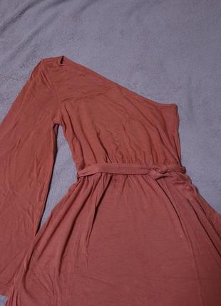 Оригинальное асимметричное платье h&amp;m терракотового цвета размер s2 фото