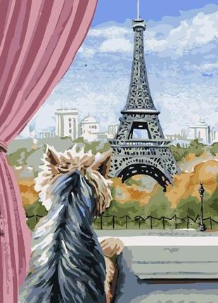 Картина за номерами brushme париж із вікна pgx5611 40х50 см1 фото