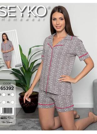 Якісна бавовняна піжама шорти і сорочка турецького виробника seyko☀️